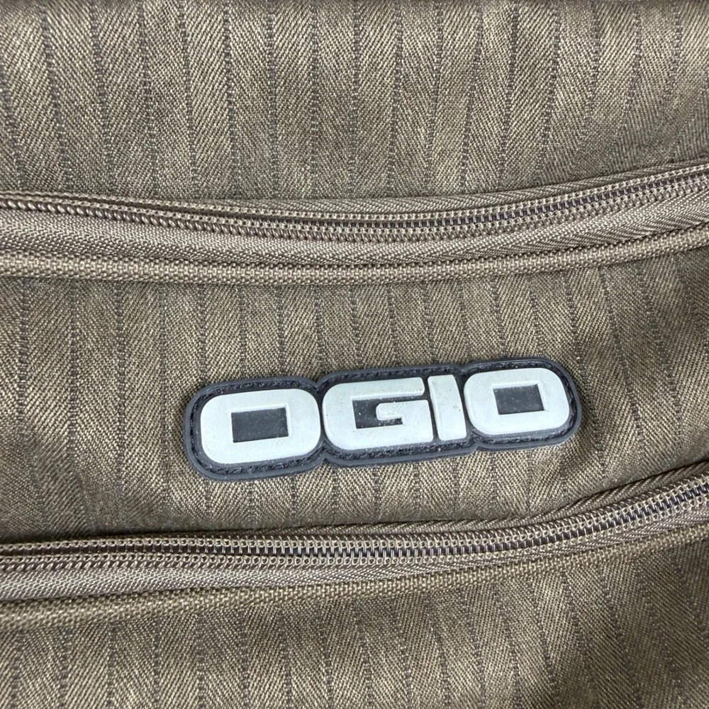 OGIO Street Laptop Messenger Bag Brown Pinstripe Tech Briefcase Shoulder NWOT